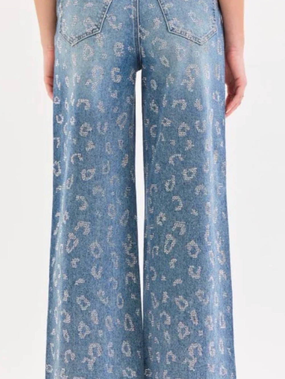 Cello Blue Subtle Leopard Print Wide Leg Jeans - Picture 2 of 11
